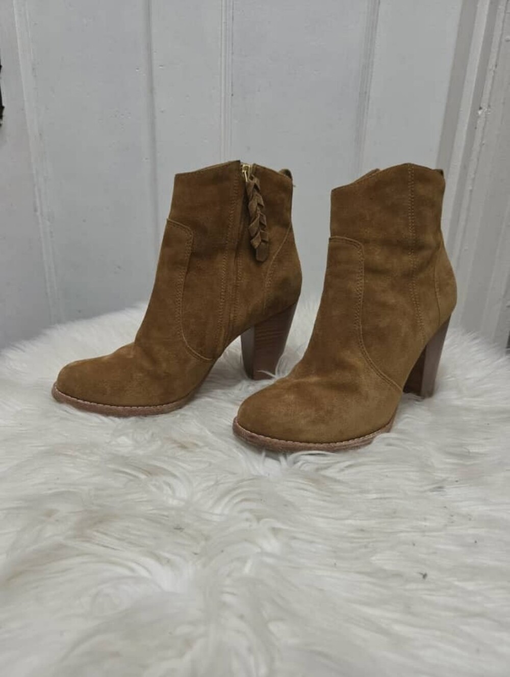 Joie Dalton Suede Ankle Boots - Chunky Block Heel Women's Size 6